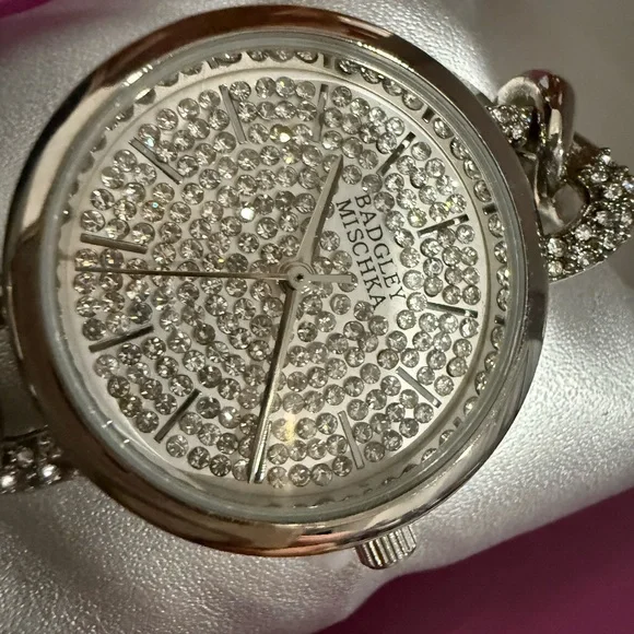 Badgley Mischka rhinestone Silver Chain Watch - Picture 3 of 7